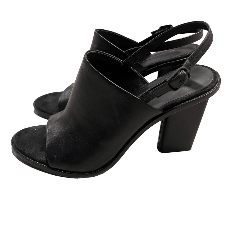 Alexander Wang Black Leather Cole Peep Toe Slingback Mule Sandals Shoes 39.5